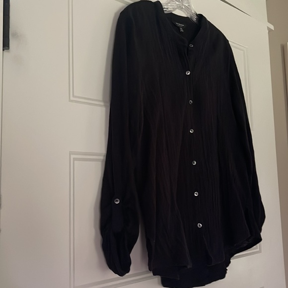 Lucky Brand Mixed Medium Button Down Blouse Black Small - Picture 6 of 13